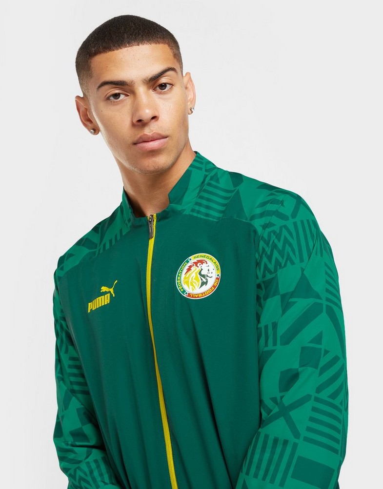 Koszulka, t-shirt męski PUMA KRÓTKI RĘKAW SENEGAL PRE MATCH JACKET 76745003 Zielony