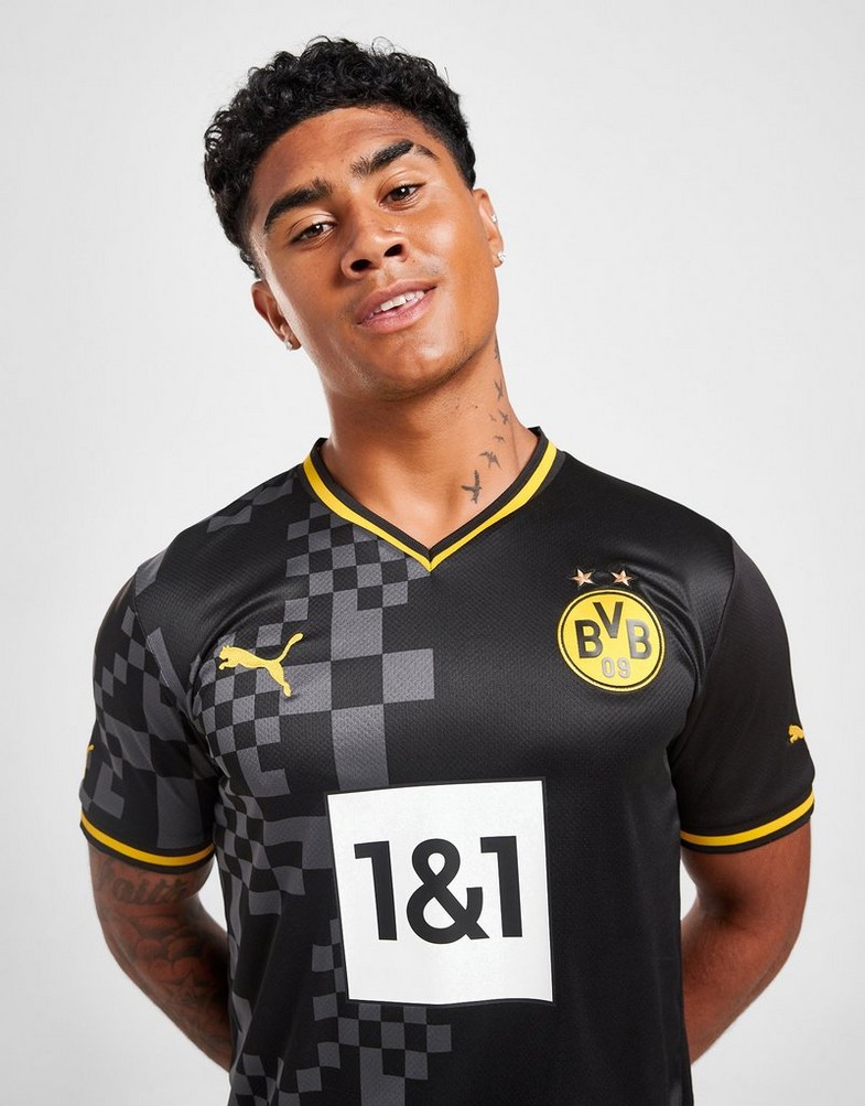 Koszulka, t-shirt męski PUMA KRÓTKI RĘKAW BORUSSIA DORTMUND 2022/23 AWAY SHIRT 76588402 Czarny