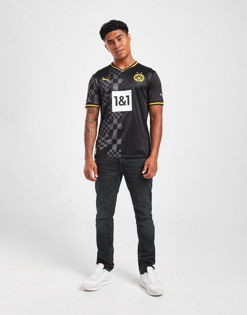 Koszulka, t-shirt męski PUMA KRÓTKI RĘKAW BORUSSIA DORTMUND 2022/23 AWAY SHIRT 76588402 Czarny
