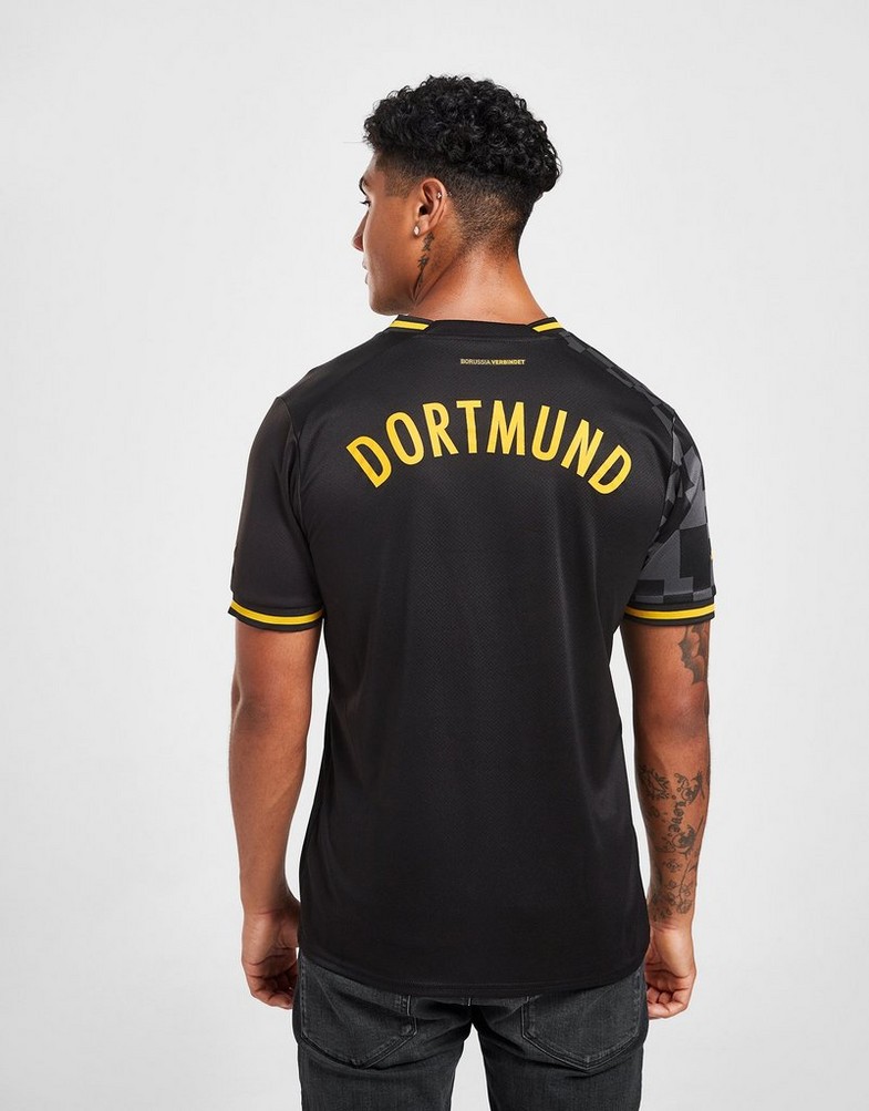 Koszulka, t-shirt męski PUMA KRÓTKI RĘKAW BORUSSIA DORTMUND 2022/23 AWAY SHIRT 76588402 Czarny
