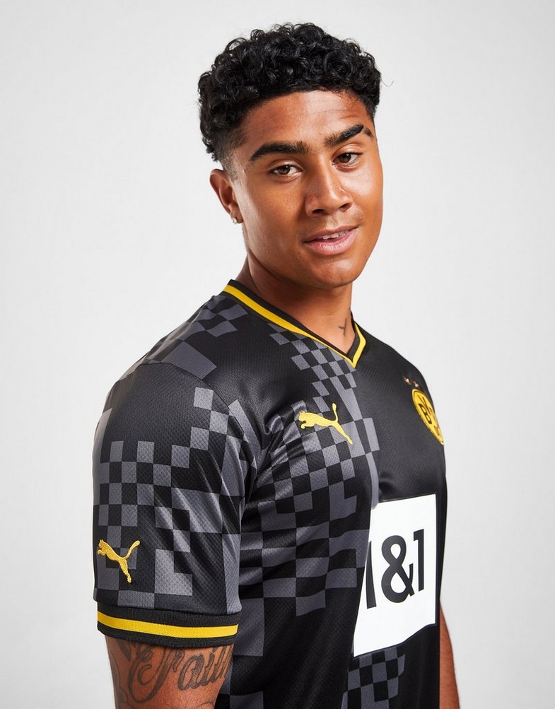 Koszulka, t-shirt męski PUMA KRÓTKI RĘKAW BORUSSIA DORTMUND 2022/23 AWAY SHIRT 76588402 Czarny