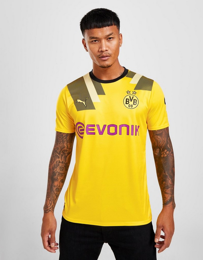 Koszulka, t-shirt męski PUMA KRÓTKI RĘKAW BORUSSIA DORTMUND 2022/23 CUP SHIRT 76588501 Złoty