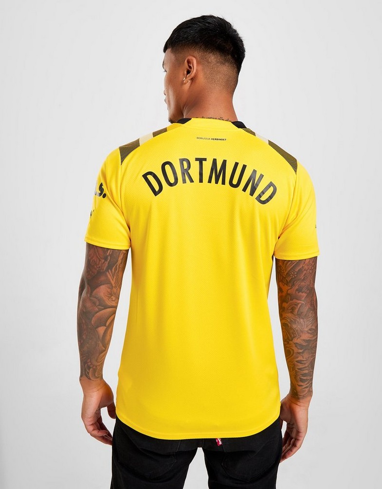 Koszulka, t-shirt męski PUMA KRÓTKI RĘKAW BORUSSIA DORTMUND 2022/23 CUP SHIRT 76588501 Złoty