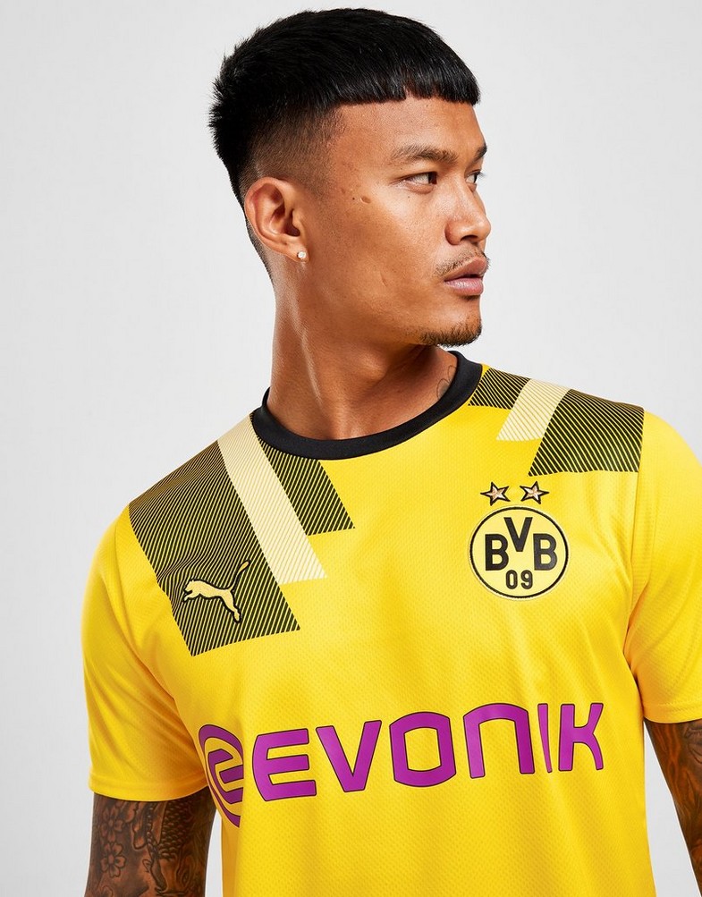 Koszulka, t-shirt męski PUMA KRÓTKI RĘKAW BORUSSIA DORTMUND 2022/23 CUP SHIRT 76588501 Złoty