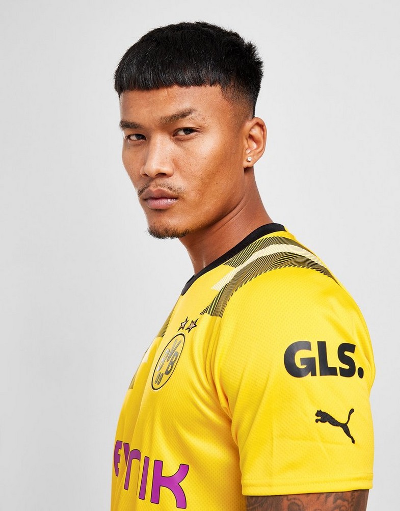 Koszulka, t-shirt męski PUMA KRÓTKI RĘKAW BORUSSIA DORTMUND 2022/23 CUP SHIRT 76588501 Złoty