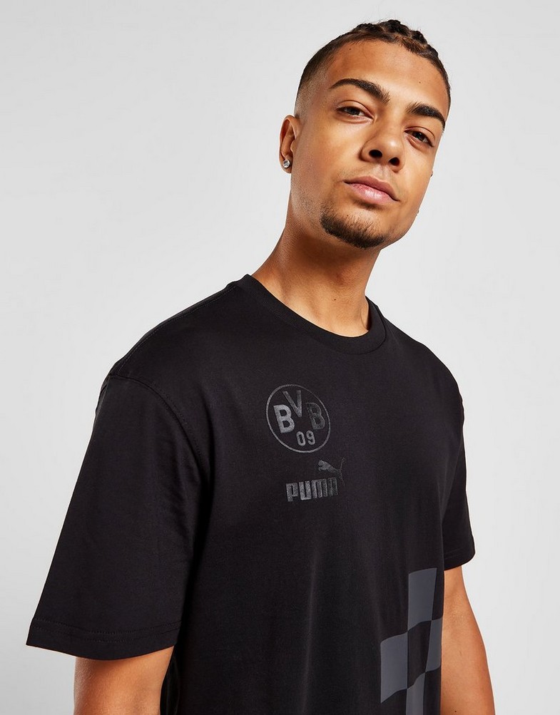 Koszulka, t-shirt męski PUMA KRÓTKI RĘKAW BORUSSIA DORTMUND CULTURE T-SHIRT 76770302 Czarny