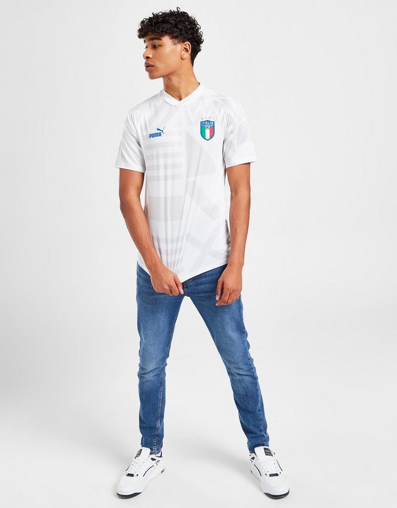 Koszulka, t-shirt męski PUMA KRÓTKI RĘKAW ITALY PRE MATCH AWAY SHIRT 76707418 Biały