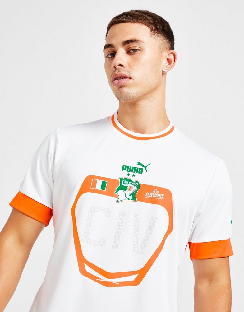 Koszulka, t-shirt męski PUMA KRÓTKI RĘKAW IVORY COAST 2022 AWAY SHIRT 76594702 Biały