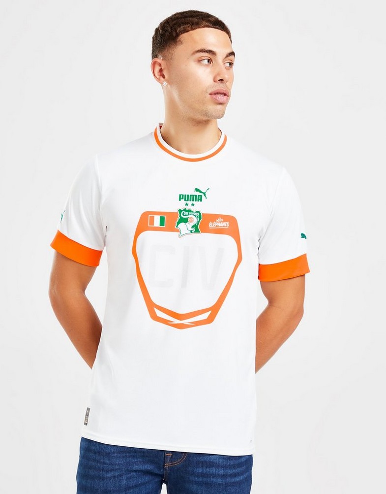 Koszulka, t-shirt męski PUMA KRÓTKI RĘKAW IVORY COAST 2022 AWAY SHIRT 76594702 Biały
