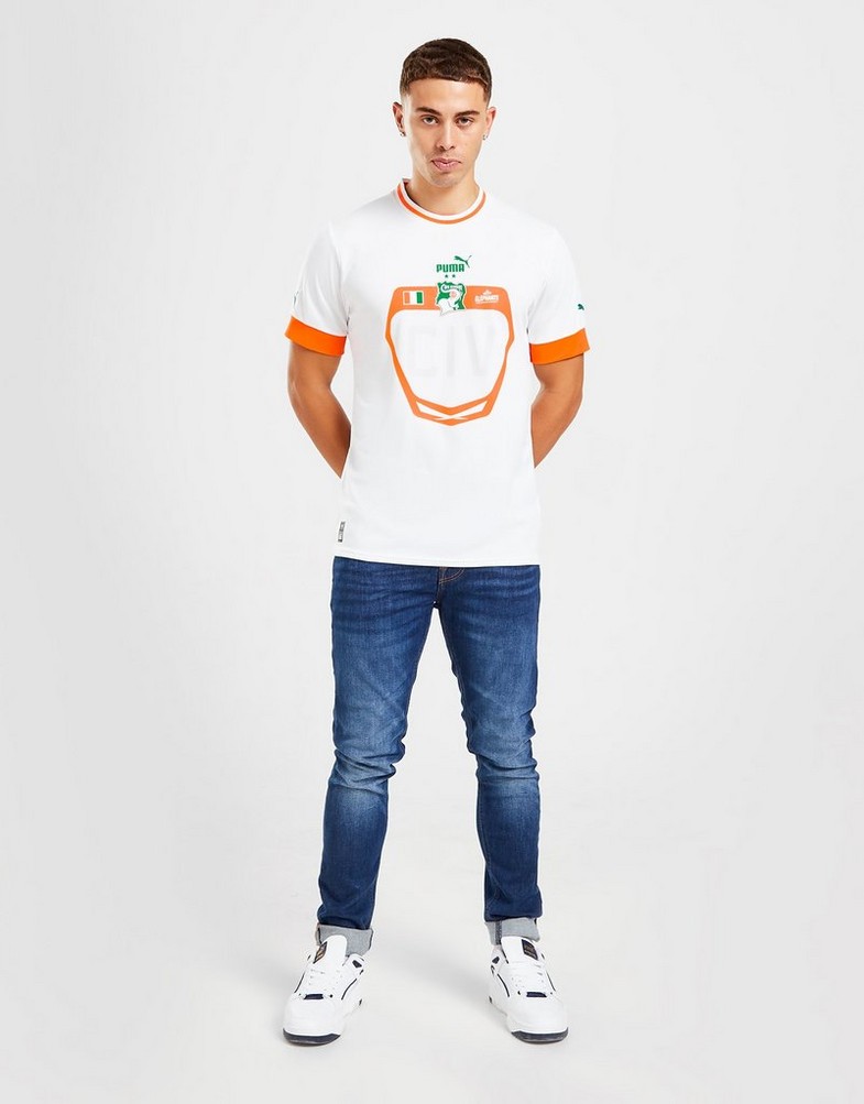 Koszulka, t-shirt męski PUMA KRÓTKI RĘKAW IVORY COAST 2022 AWAY SHIRT 76594702 Biały