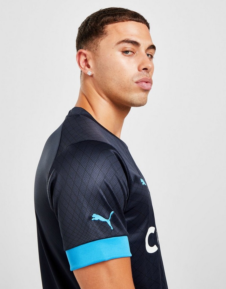 Koszulka, t-shirt męski PUMA KRÓTKI RĘKAW OLYMPIQUE MARSEILLE 2022/23 AWAY SHIRT 76609502 Niebieski