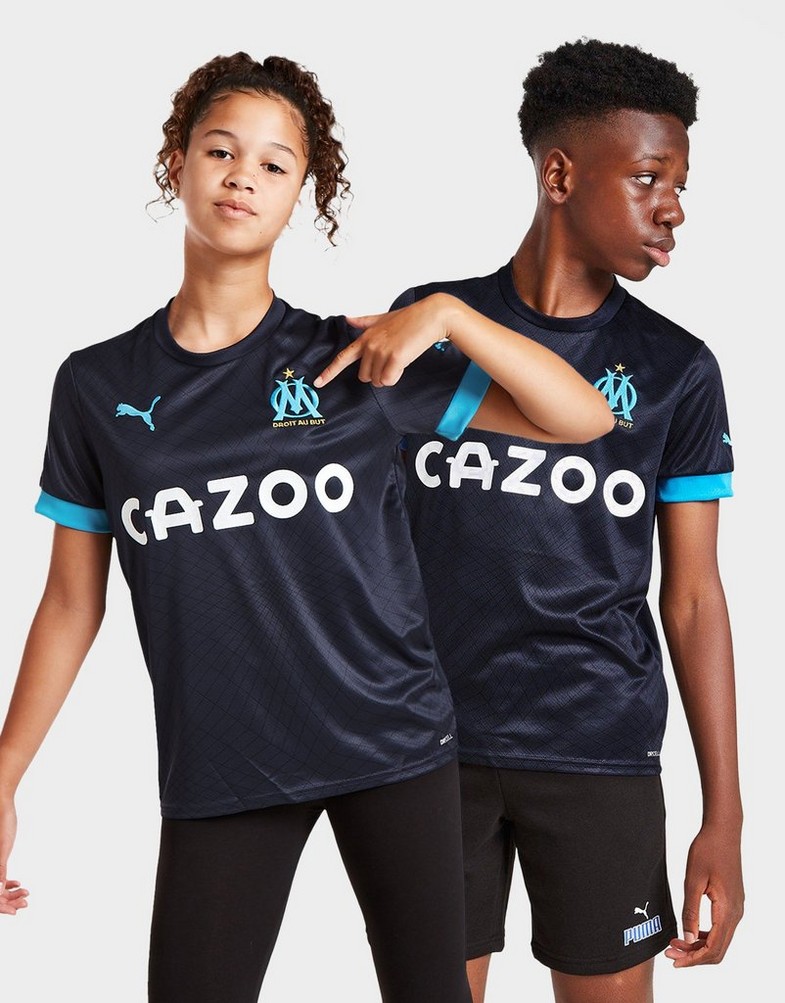 Komplet dresowy dziecięcy PUMA KOMPLET OLYMPIQUE MARSEILLE 2022/23 AWAY SHIRT JUNIOR 76609702 Niebieski