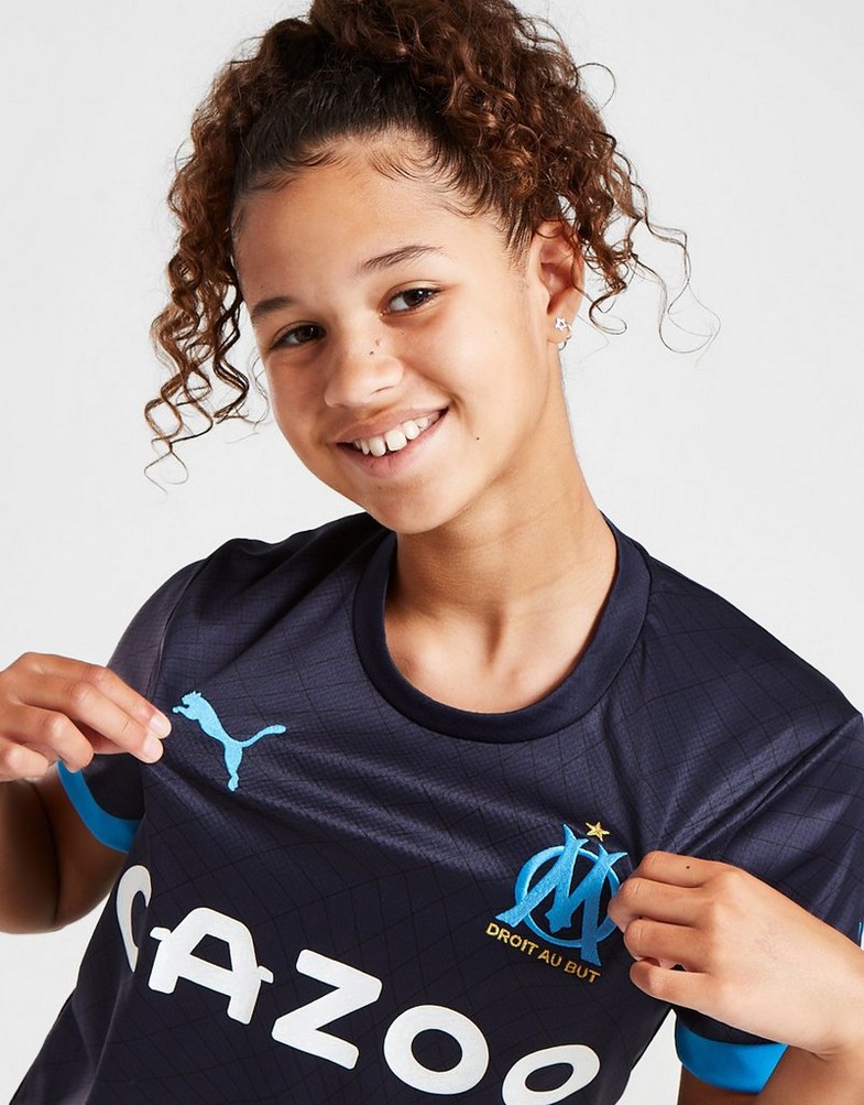 Komplet dresowy dziecięcy PUMA KOMPLET OLYMPIQUE MARSEILLE 2022/23 AWAY SHIRT JUNIOR 76609702 Niebieski