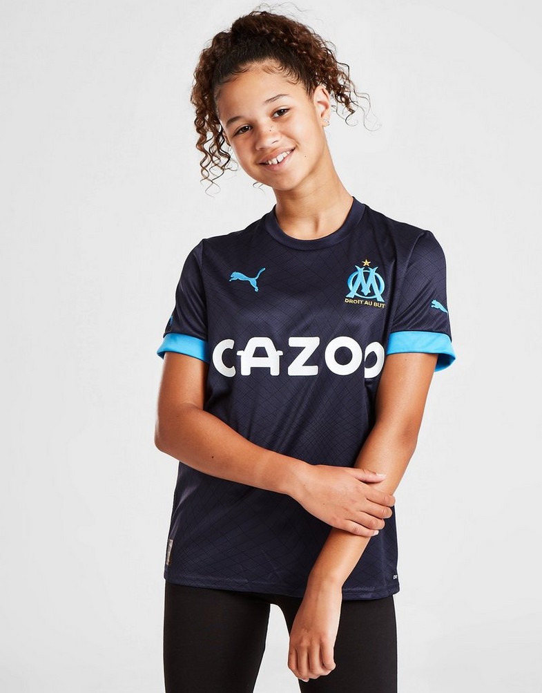 Komplet dresowy dziecięcy PUMA KOMPLET OLYMPIQUE MARSEILLE 2022/23 AWAY SHIRT JUNIOR 76609702 Niebieski