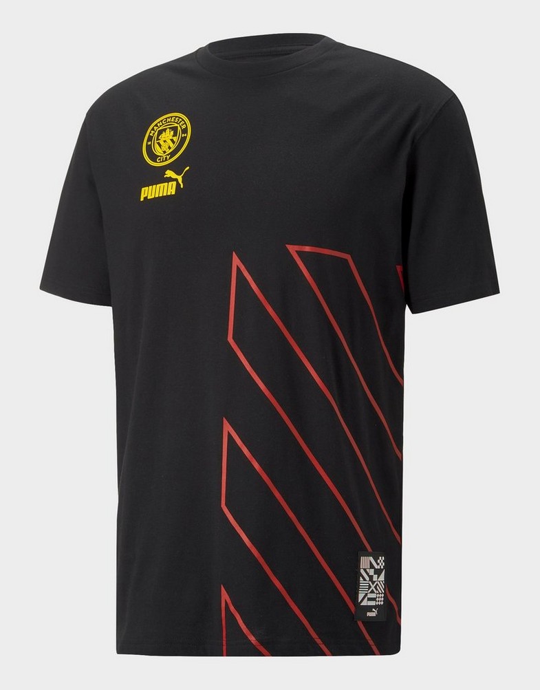 Koszulka, t-shirt męski PUMA KRÓTKI RĘKAW MANCHESTER CITY FC CULTURE T-SHIRT 76779302 Czarny