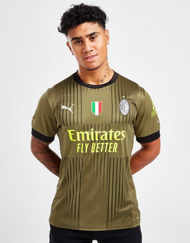 Koszulka, t-shirt męski PUMA KRÓTKI RĘKAW AC MILAN 2022/23 THIRD SHIRT 76584303 Zielony