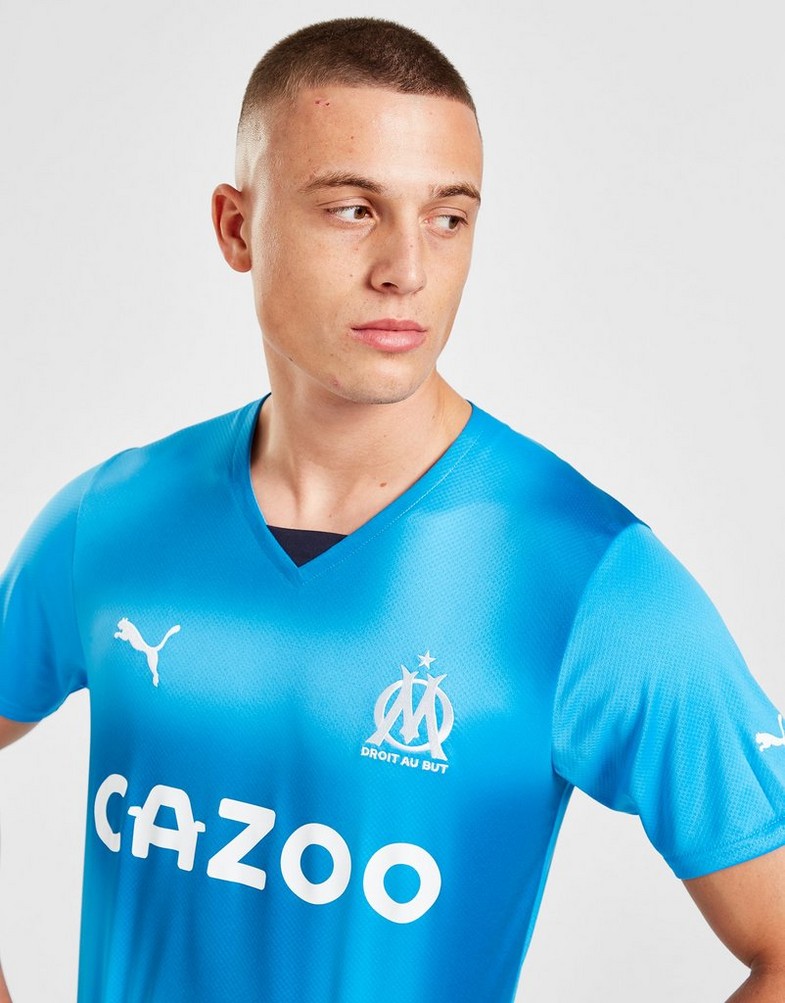 Koszulka, t-shirt męski PUMA KRÓTKI RĘKAW OLYMPIQUE MARSEILLE 2022/23 THIRD SHIRT 76610303 Niebieski