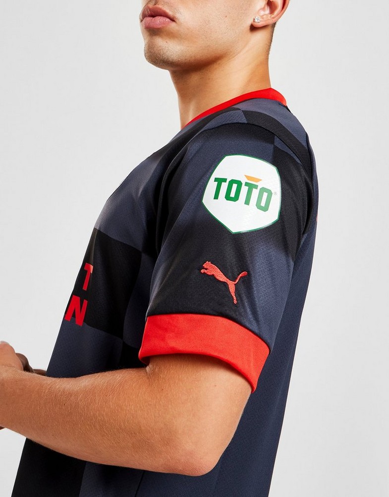 Koszulka, t-shirt męski PUMA KRÓTKI RĘKAW PSV EINDHOVEN 2022/23 AWAY SHIRT 76605303 Czarny