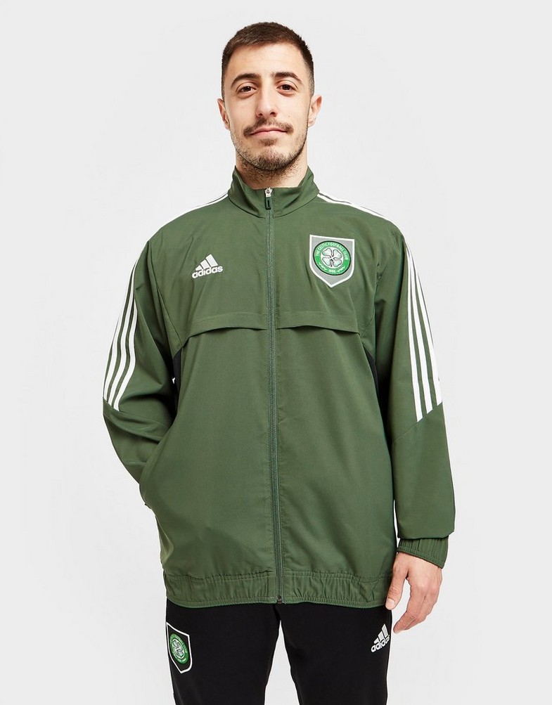 Koszulka, t-shirt męski ADIDAS KRÓTKI RĘKAW CELTIC FC PRESENTATION JACKET HA5425 Zielony