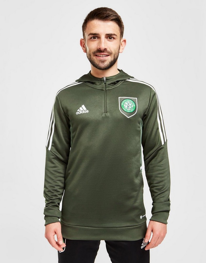 Koszulka, t-shirt męski ADIDAS KRÓTKI RĘKAW CELTIC FC TRACK HOODIE HA5436 Zielony