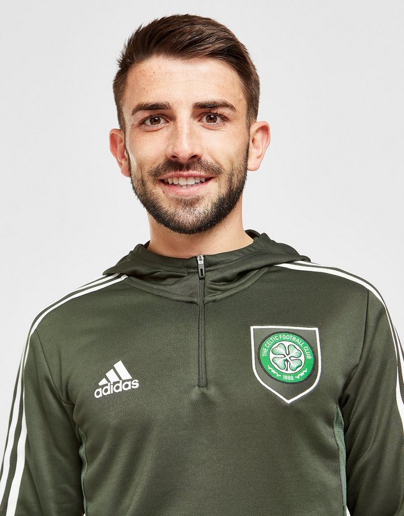 Koszulka, t-shirt męski ADIDAS KRÓTKI RĘKAW CELTIC FC TRACK HOODIE HA5436 Zielony