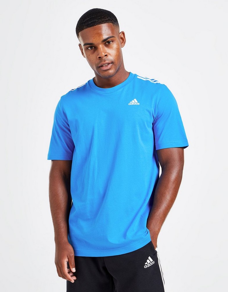 ADIDAS BADGE OF SPORT 3 STRIPES TSHIRT HN4193 kolor Niebieski Męskie