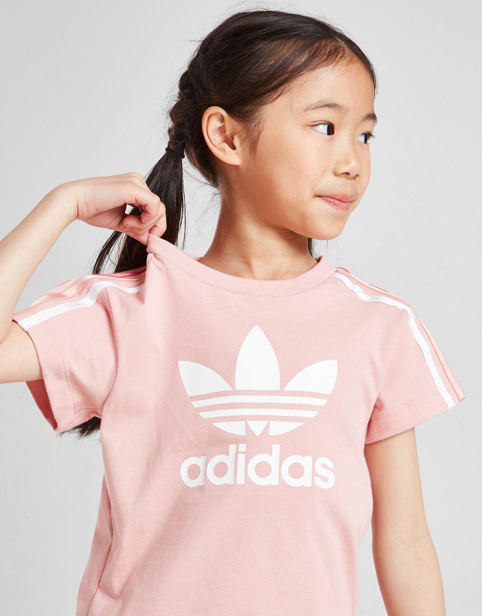 Detské tričko ADIDAS TRIČKO GIRLS' TRI STRIPE TRIČKO/SHORTS S HM8196 Ružová