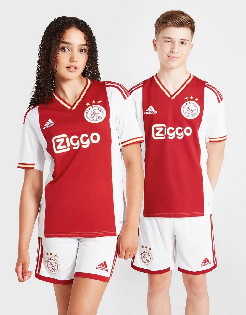 Komplet dresowy dziecięcy ADIDAS KOMPLET AJAX 2022/23 HOME SHIRT JUNIOR H58236 Czerwony