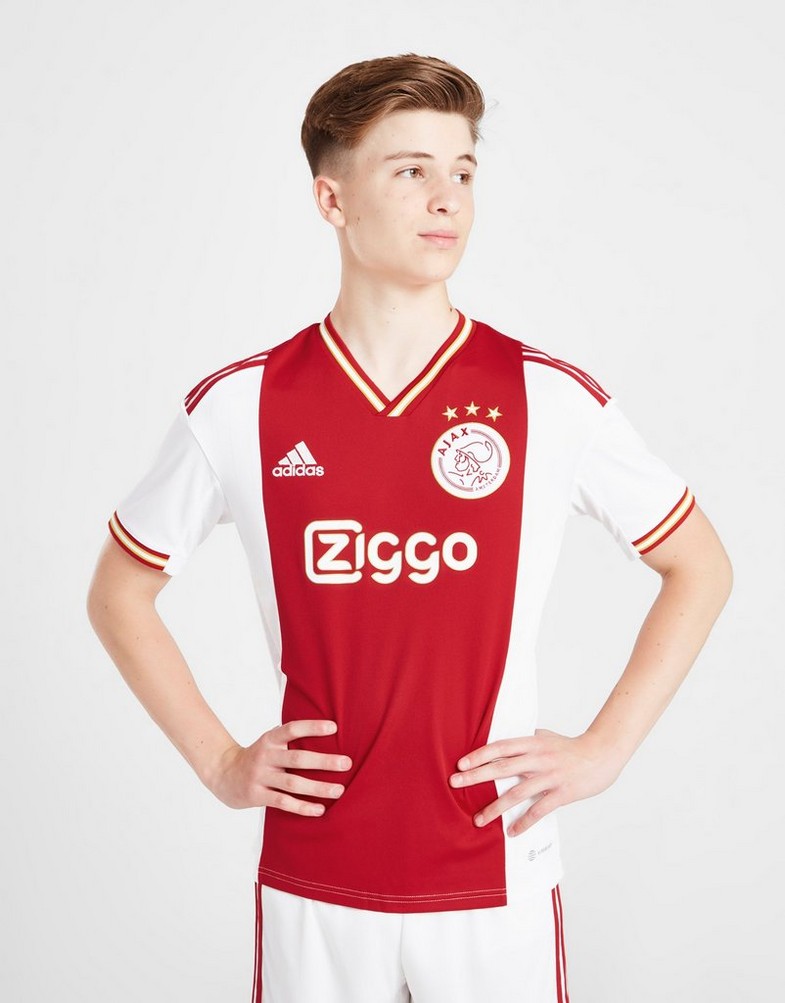 Komplet dresowy dziecięcy ADIDAS KOMPLET AJAX 2022/23 HOME SHIRT JUNIOR H58236 Czerwony