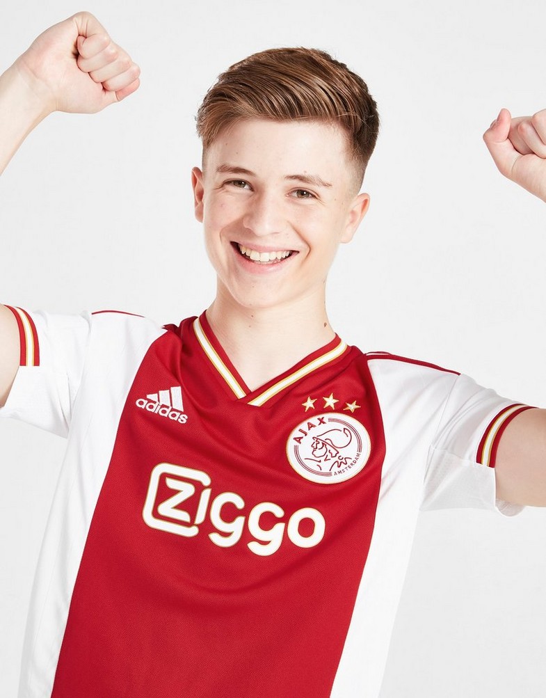 Komplet dresowy dziecięcy ADIDAS KOMPLET AJAX 2022/23 HOME SHIRT JUNIOR H58236 Czerwony