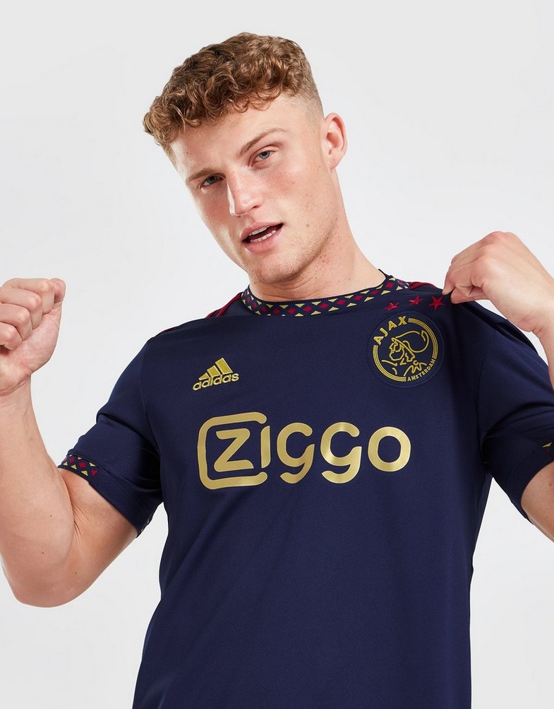 Koszulka, t-shirt męski ADIDAS KRÓTKI RĘKAW AJAX 2022/23 AWAY SHIRT H58251 Granatowy
