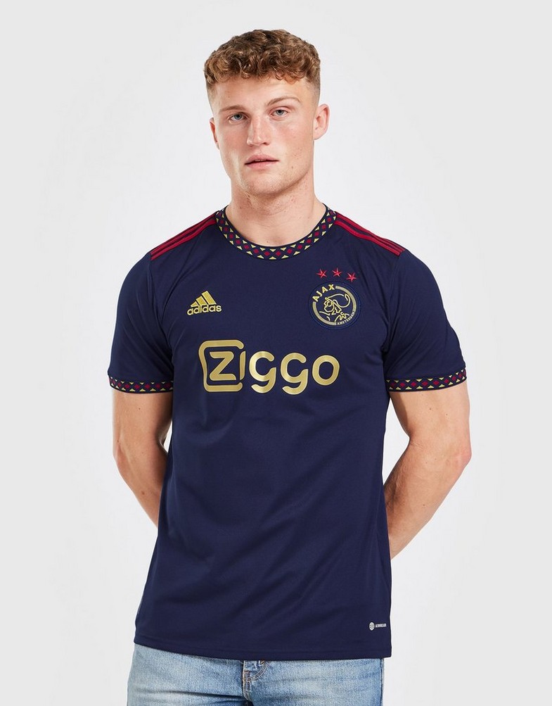 Koszulka, t-shirt męski ADIDAS KRÓTKI RĘKAW AJAX 2022/23 AWAY SHIRT H58251 Granatowy