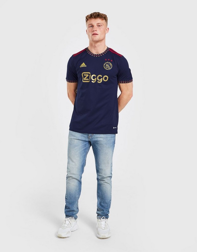 Koszulka, t-shirt męski ADIDAS KRÓTKI RĘKAW AJAX 2022/23 AWAY SHIRT H58251 Granatowy