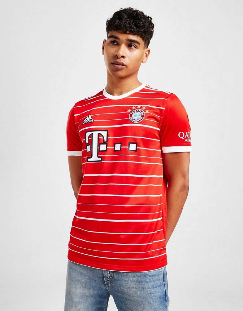 Koszulka, t-shirt męski ADIDAS KRÓTKI RĘKAW FC BAYERN MUNICH 2022/23 HOME SHIRT H39900 Czerwony