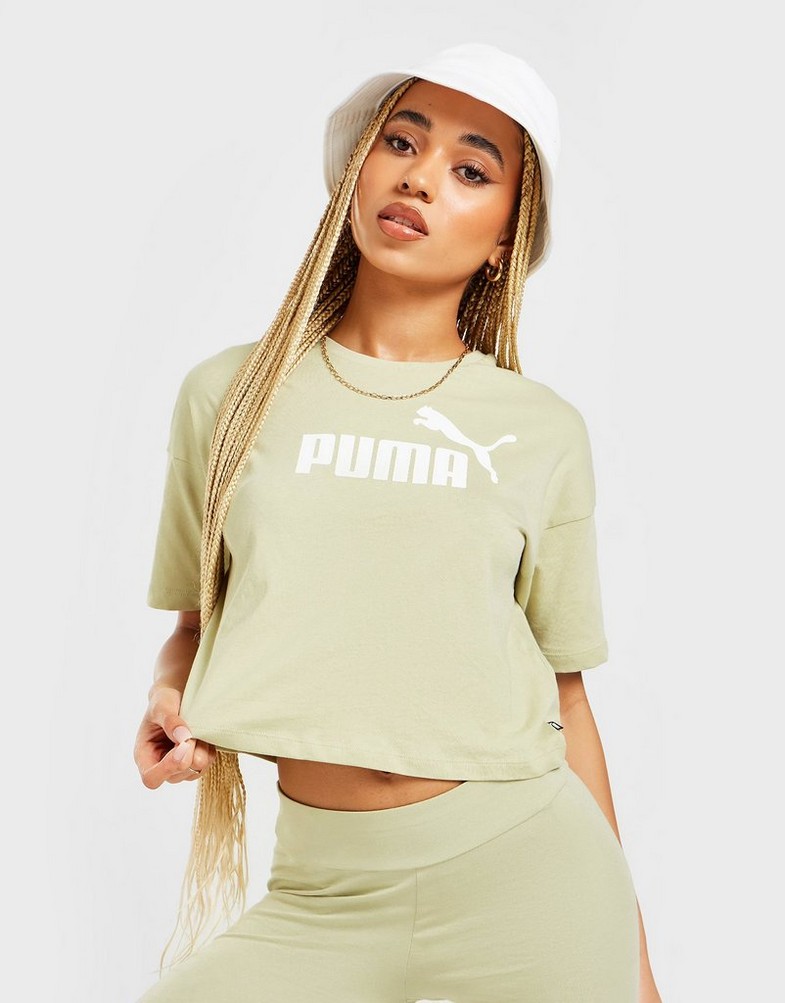 Koszulka, t-shirt damski PUMA KRÓTKI RĘKAW CORE CROP T SHIRT 58686685 Zielony