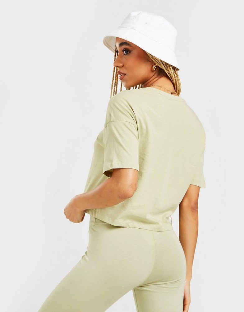 Koszulka, t-shirt damski PUMA KRÓTKI RĘKAW CORE CROP T SHIRT 58686685 Zielony