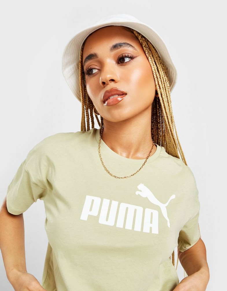 Koszulka, t-shirt damski PUMA KRÓTKI RĘKAW CORE CROP T SHIRT 58686685 Zielony