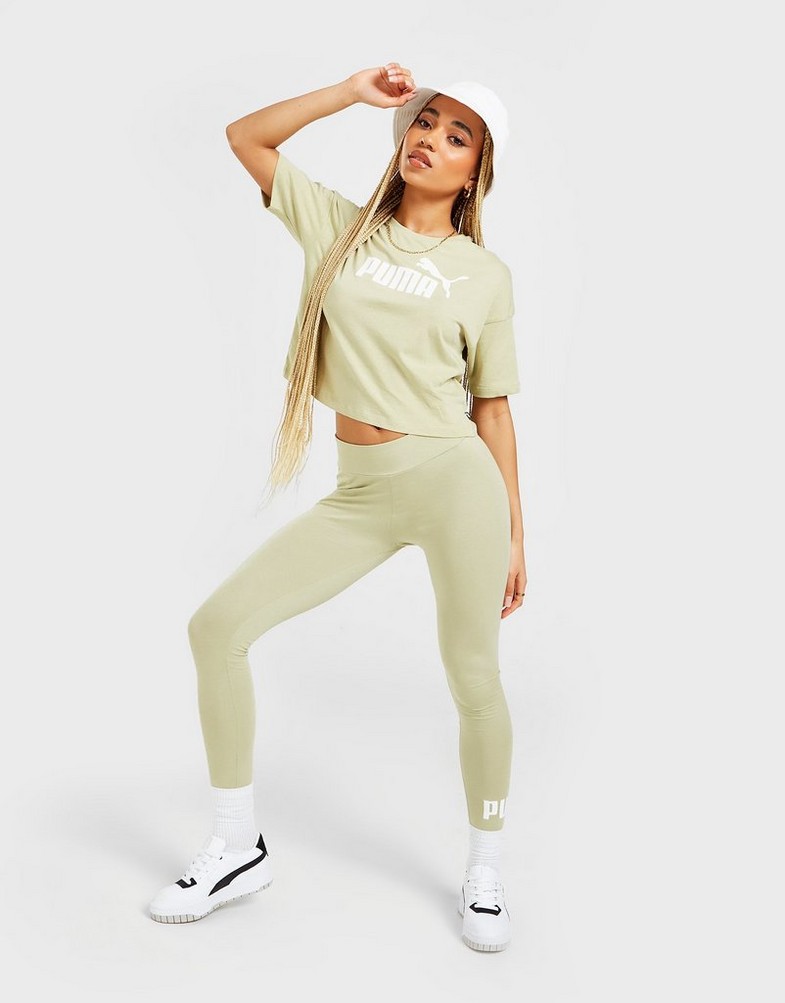 Koszulka, t-shirt damski PUMA KRÓTKI RĘKAW CORE CROP T SHIRT 58686685 Zielony