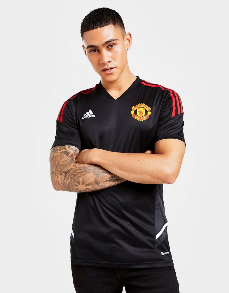 Koszulka, t-shirt męski ADIDAS KRÓTKI RĘKAW MANCHESTER UNITED FC TRAINING SHIRT H64026 Czarny