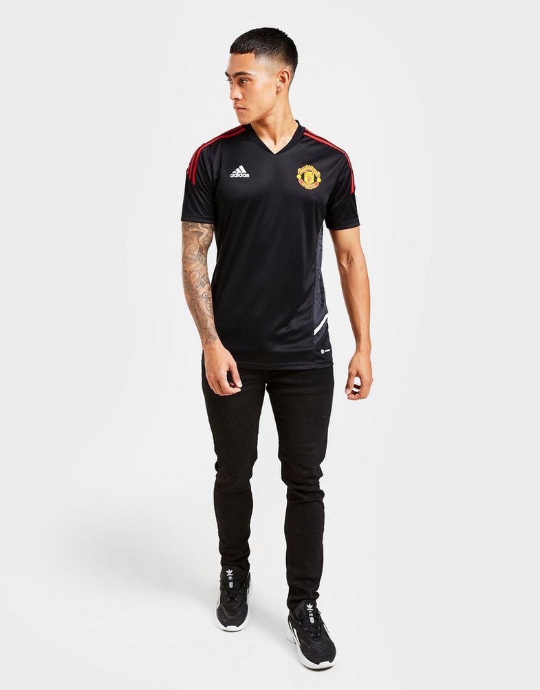 Koszulka, t-shirt męski ADIDAS KRÓTKI RĘKAW MANCHESTER UNITED FC TRAINING SHIRT H64026 Czarny