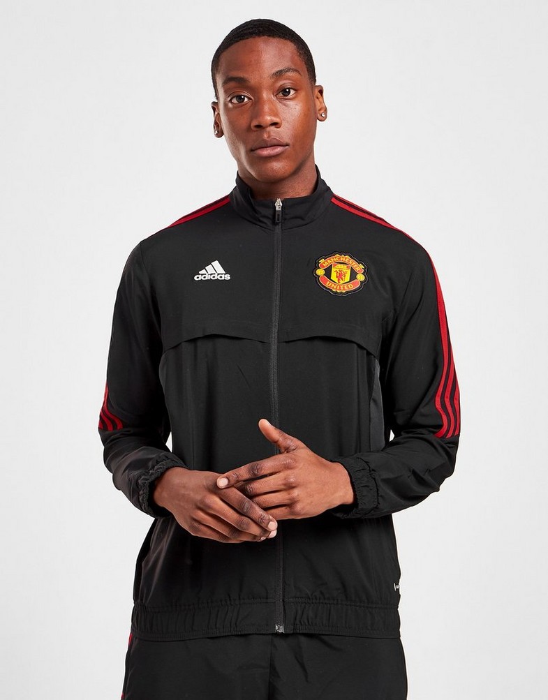 Komplet dresowy męski ADIDAS DRES MANCHESTER UNITED FC PRESENTATION JACKET H64037 Czarny