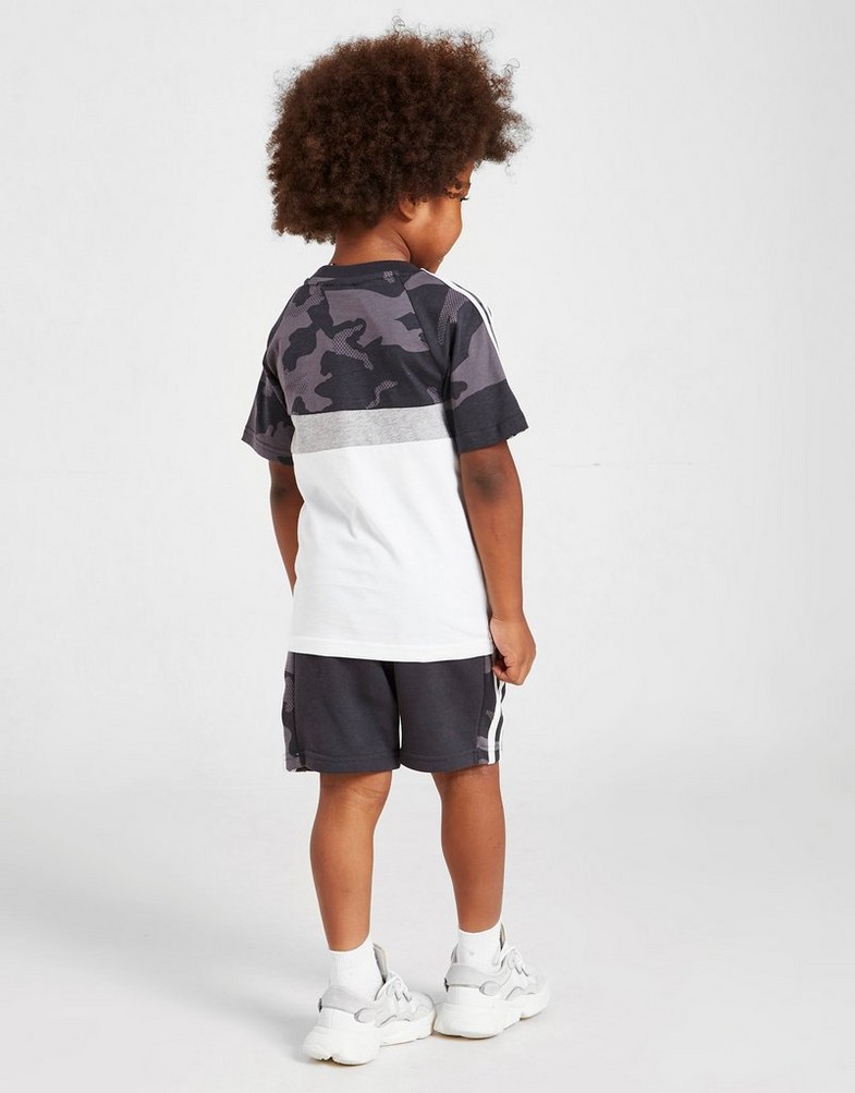 Koszulka, t-shirt dziecięcy ADIDAS T-SHIRT CAMO ITASCA T-SHIRT/SHORTS SET CHI HM7976 Szary