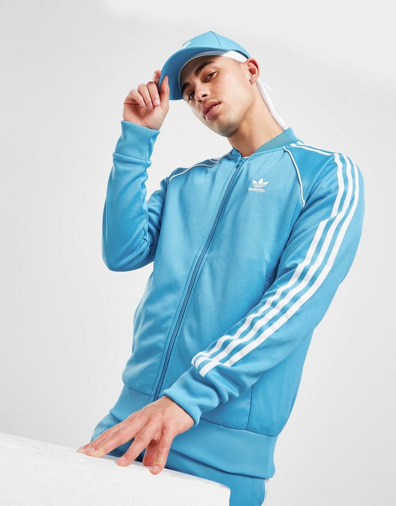 Bluză pentru bărbați ADIDAS SS TRACK TOP  HM8242 Albastru
