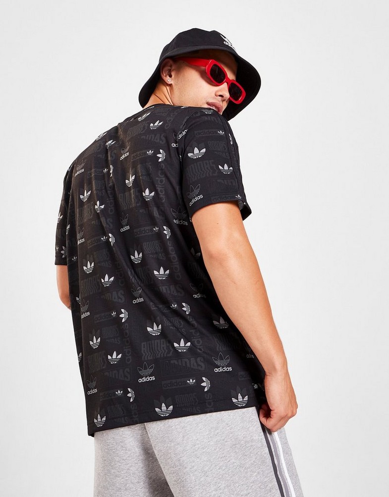 Koszulka, t-shirt męski ADIDAS KRÓTKI RĘKAW STICKER ALL OVER PRINT T-SHIRT HM6220 Czarny