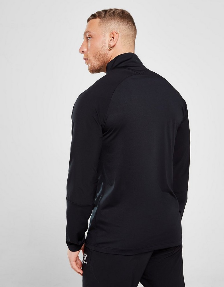 Koszulka, t-shirt męski NEW BALANCE DŁUGI RĘKAW HYBRID 1/4 ZIP TOP MT21605BK Czarny