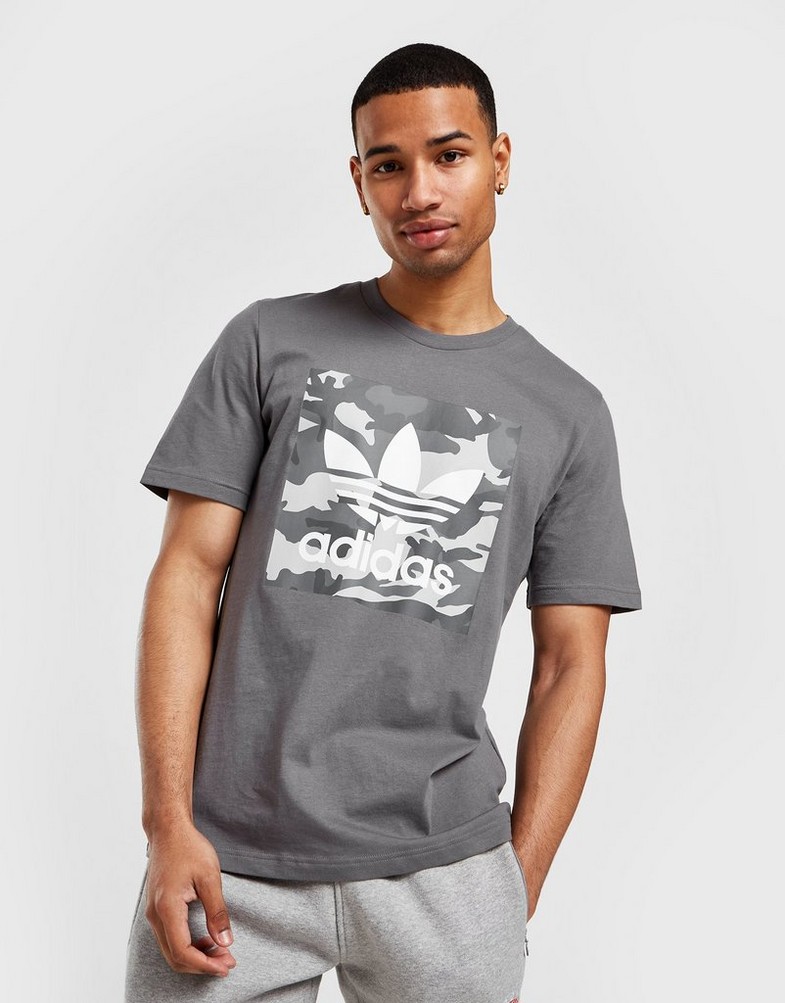 Koszulka, t-shirt męski ADIDAS T-SHIRT CAMO BOX T-SHIRT HT6421 Szary