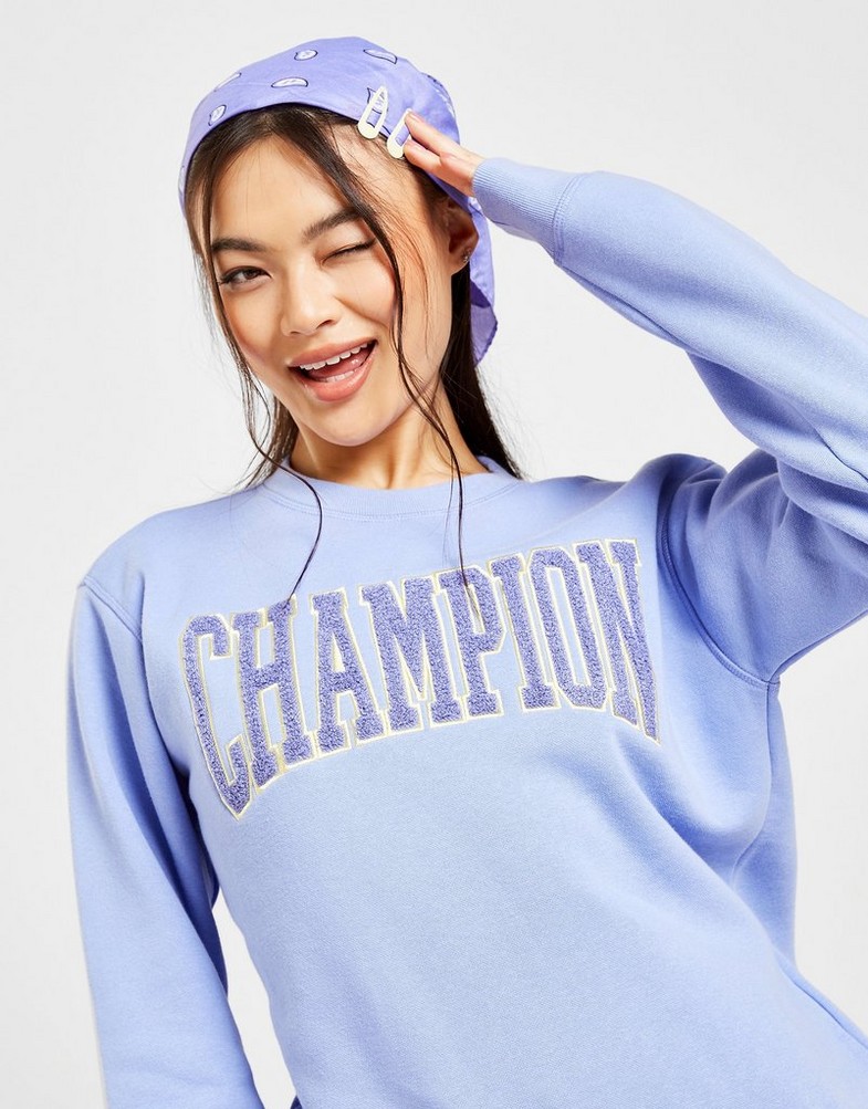 Dámska mikina CHAMPION VARSITY CREW SWEATSHIRT  116308JKABS158 Modrá