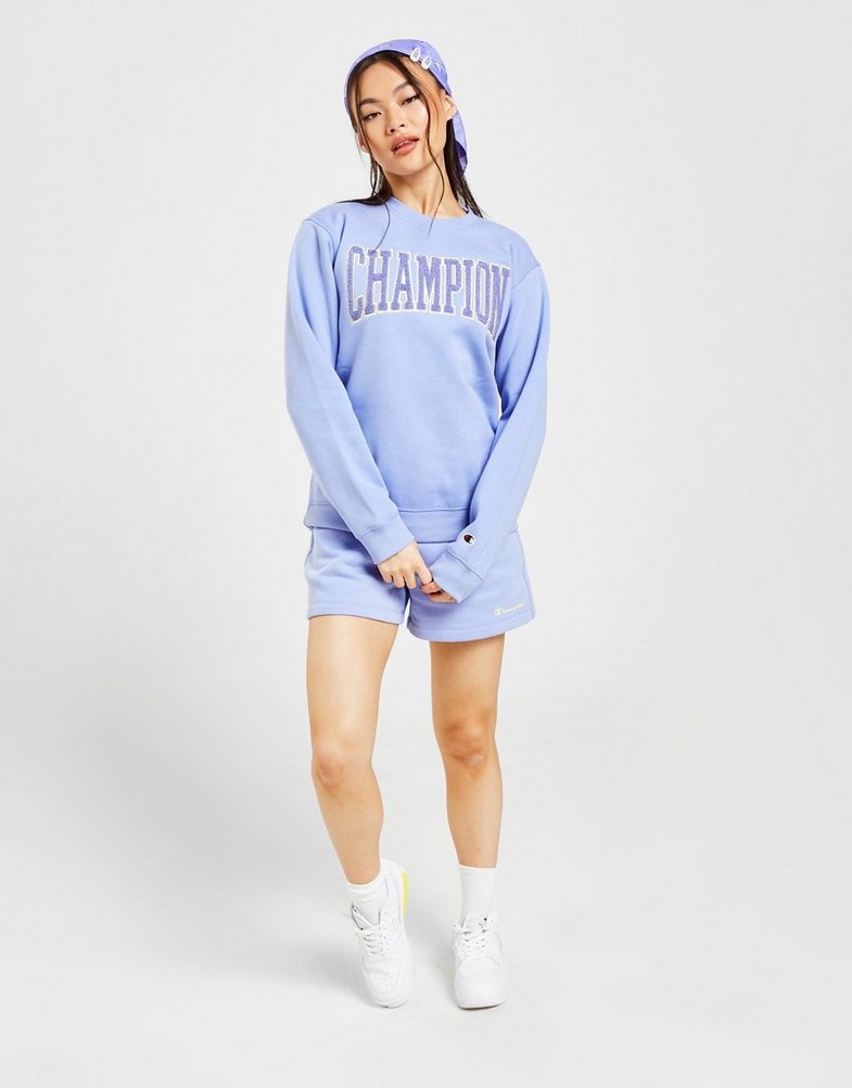 Dámska mikina CHAMPION VARSITY CREW SWEATSHIRT  116308JKABS158 Modrá