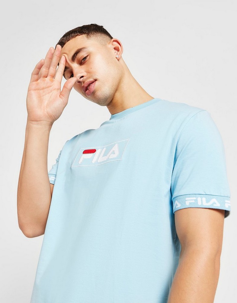 Koszulka, t-shirt męski FILA T-SHIRT SQUADS TAPE T-SHIRT SS21JDM006 Niebieski