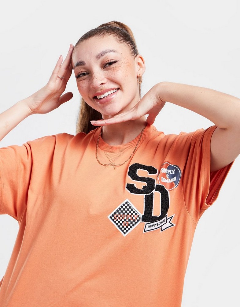 Női póló SUPPLY & DEMAND PÓLÓ BADGE BOYFRIEND PÓLÓ SUPTW16024ORG Narancssárga